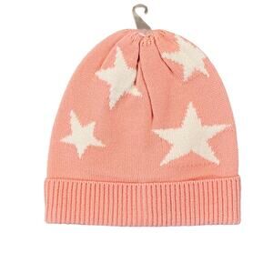 NWT J. Crew Girls' Pink W/Ivory Stars Knit Hat/Beanie